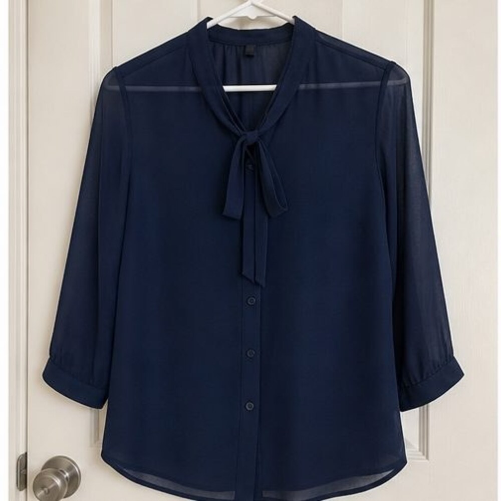 Navy Button Blouse